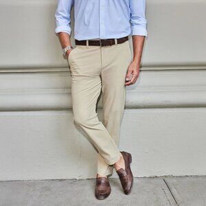 Collars & Co Apex Tech Pant Ivory Performance 32x32 Stretch Tailored Fit Preppy